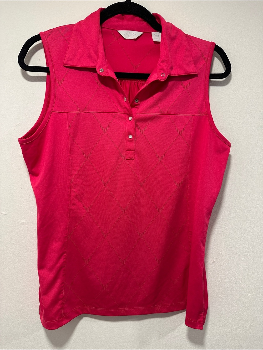 Callaway Sleeveless Polo Tank Top in Bright Pink 221